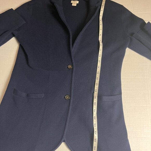J. Crew Womens Navy Blue Textured Knit Blazer S 100% Cotton Pockets preppy - Picture 10 of 11